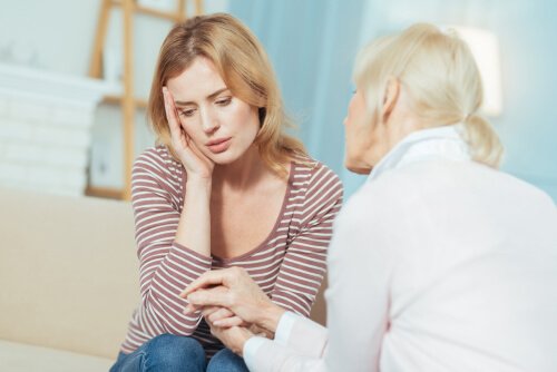 Woman tired of talking.