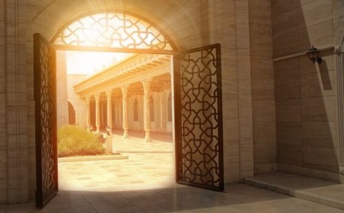 The doors of a palace.