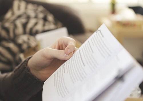 A person reading a book.
