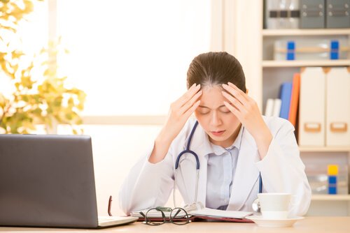 A medical professional with burnout syndrome.