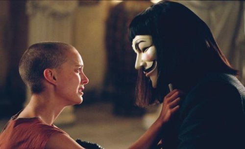 Evey and V in V for Vendetta.