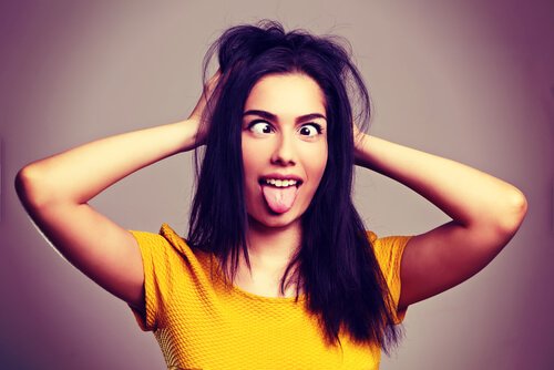 A woman making a fool out of herself.