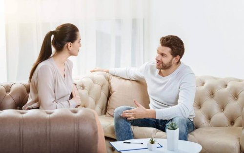 A couple having a conversation.