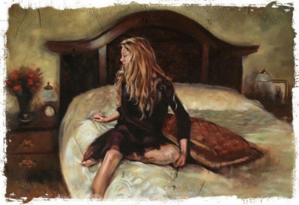 Een vrouw op een opgemaakt bed, die de voordelen uitbeeldt van het opmaken van je bed