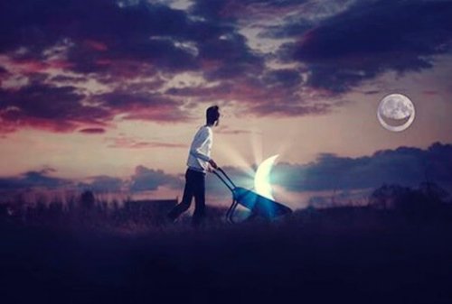Man with moon.