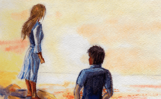 A couple at the beach.