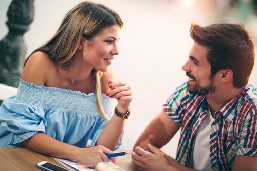 Couple enjoying talking.