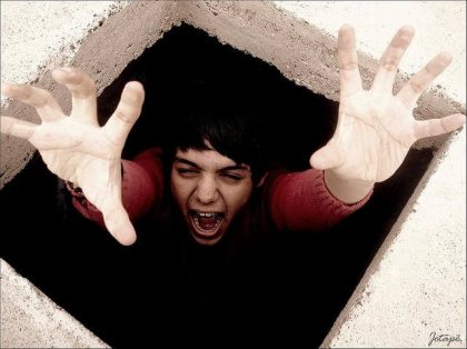 A guy trapped in a hole by coercive persuasion.