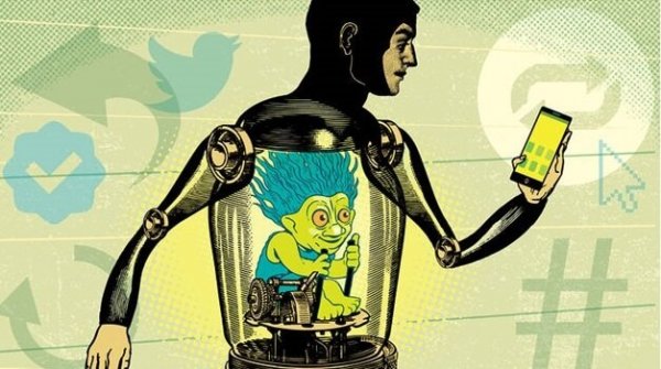 Man with troll inside.