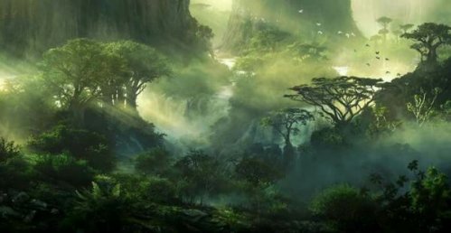 The man enters a forest in this Japanese fable.