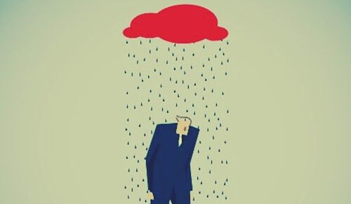 A man under the rain.