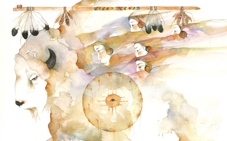 A white buffalo painting.