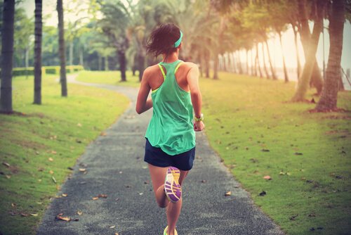 Woman running on a path.