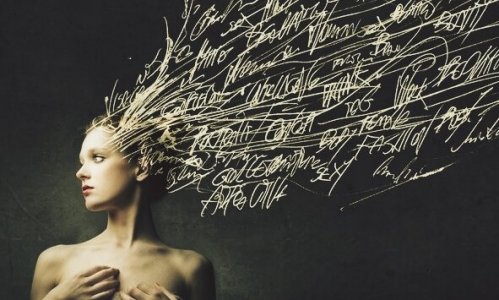 This picture symbolizes words are as important as actions because they affect the brain.