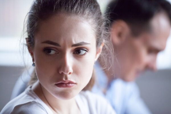 A worried-looking woman.