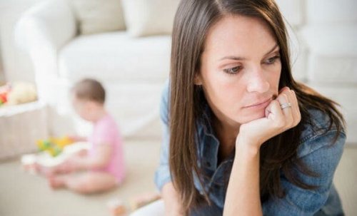 Woman suffering from post-adoption depression.