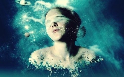 This woman with her eyes covered represents madness in the story of the origin of emotions.