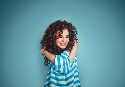 Woman loving herself.