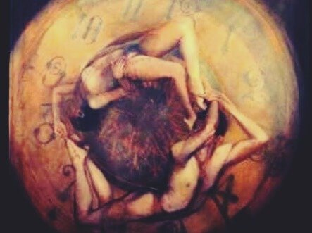 Bodies tangled up inside of a watch.