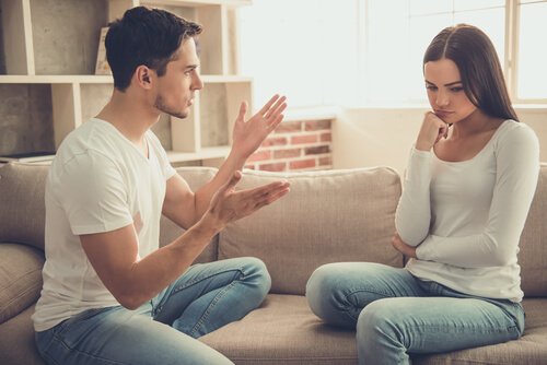 A couple having a discussion.