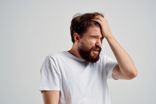 Man going through a blocking, one of the seven sins of memory.