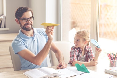 A man using the distraction method with a little girl.
