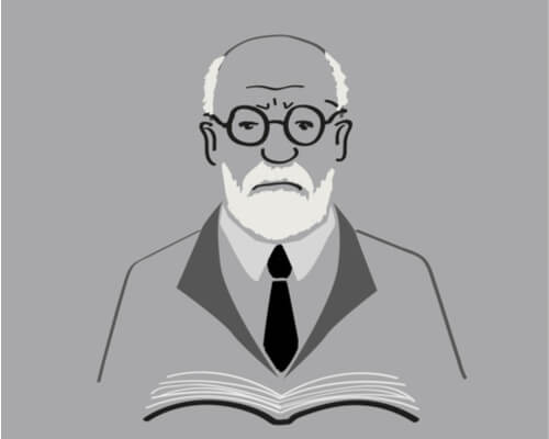 An animation of Sigmund Freud holding a book.