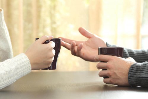 Two people staying calm during an argument.