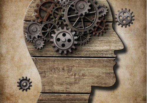 Gears represent the inner workings of the brain, even though the brain is far more complex.