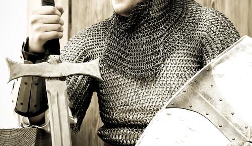 A knight holding a sword.