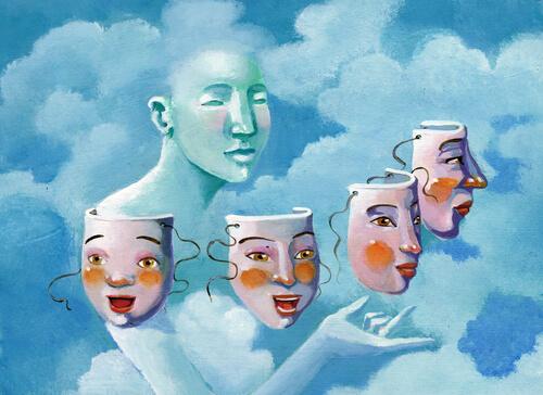 Person choosing between different masks.