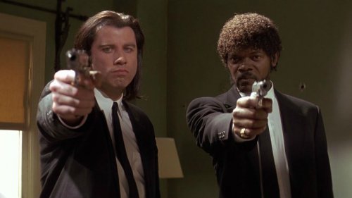 John Travolta and Samuel L. Jackson in Pulp Fiction.