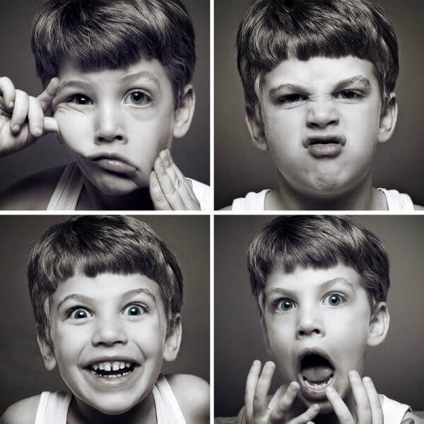 Same boy, different expressions.