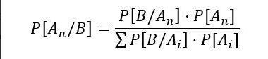 The formula for Bayes' theorem.