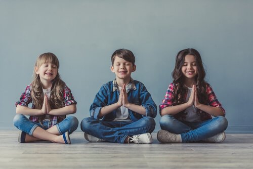 Children meditating.