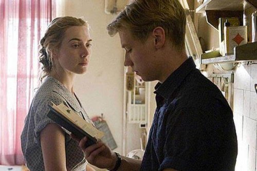 A still from a scene from The Reader where Michael is reading a book to Hanna.