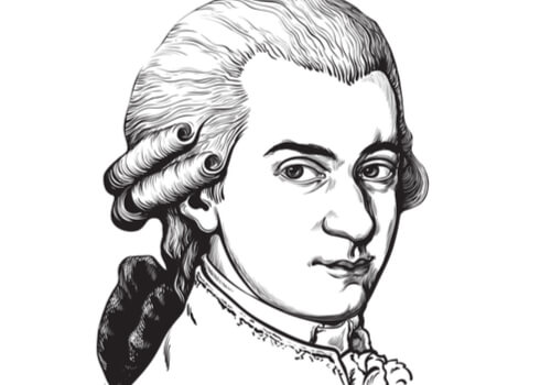 A drawing of Wolfgang Amadeus Mozart.