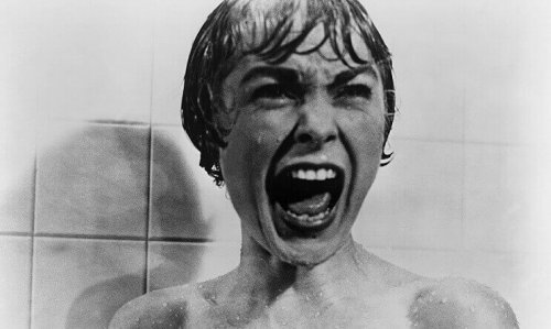 Show scene in Psycho with woman screaming in shower.