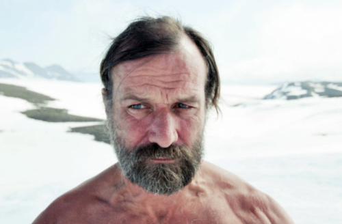 A photo of Wim Hof in the arctic.