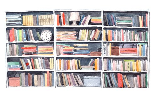 A sketch of a bookcase.