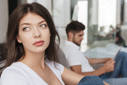 A woman ignoring her partner.