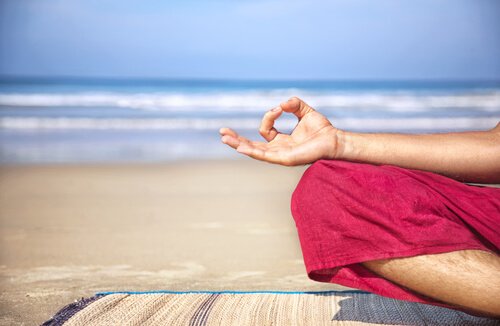Man doing one of four paths of yoga.