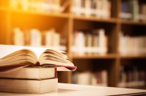 Books and a bookshelf.