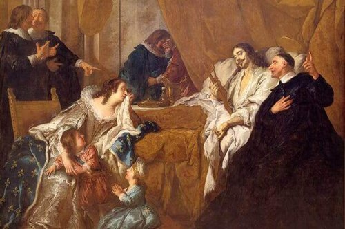 A painting of Louis XIV's death.