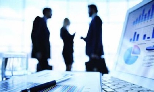 Leading a group at work.