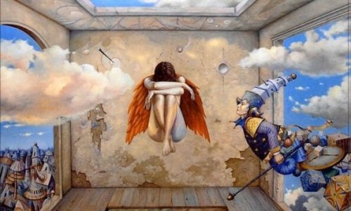 A winged figure symbolizing psychology and alchemy.