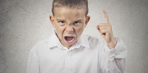 An angry boy yelling.