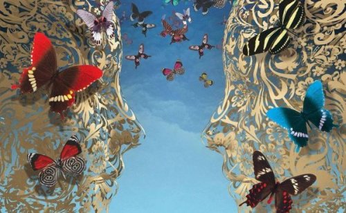 faces with butterflies inside of them