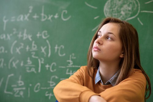 a girl in math class