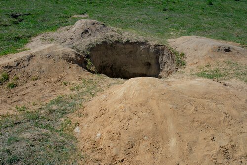 A hole in the ground.